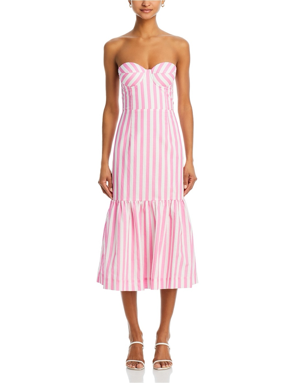 Pink Stripe Midi Bustier Dress